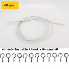 1M 2M 3m PVC 창 코드 케이블 그물 커튼 트랙 와이어 흰색 Windows 벽 자동차 캐러밴 보트에 대 한 후크 눈, 06 4M