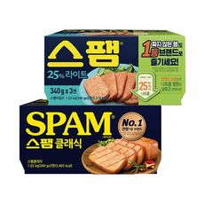 스팸 클래식 340g 3입 1개 + 라이트 340g 3입 1개, 6개