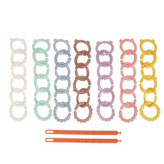 심통 토이링 종이 나무 배합 아기 고리 치발기 국산 장난감, 혼합색상(42P 구성), 1박스, 토이링+고정스트랩2P