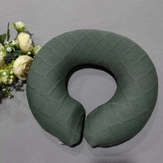 美容院專用記憶棉趴枕，U型臉枕胸枕，按摩SPA床頭洞墊枕，舒適透氣, 斜格綠色, 1個