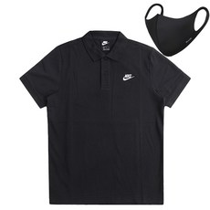 NIKE 棉質刺繡短袖鈕扣polo衫+口罩