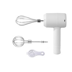 BakeSphere烘焙 無線電動打蛋器打奶機，便攜式手持攪拌器，多段調速，輕鬆製作各式甜點, 牛奶白【送蛋清分離器+2攪拌棒】