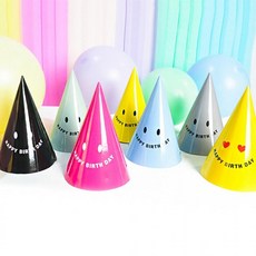 스마일생일고깔모자(6개입) 생일 파티 주인공 소품 테이블 장식, 6개, 핑크