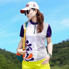 女款登山機能運動上衣 短袖速乾排汗透氣涼感立領防曬衣 團體/跳舞服