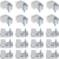 문용 나사가 달린 FMHXG 20PCS 유리 고정 클립 창문 옷장 거울 캐비닛 설치 유형 F 투명 및 접착식 범용 벽 지지 브래킷 패널 홀더 2.1x0.7x1cm