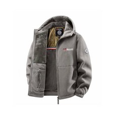 남성용 겨울 플리스 후드 재킷 방풍 및 보온 가정 여가 스포츠 달리기 일상 출퇴근 스트, L, 회색