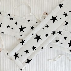 嬰兒牀拼接牀牀圍防邊軟包純棉防撞條防護條緩衝啃圍欄咬條, 1個, 黑星(2條裝)