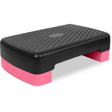 높이 조절 가능한 4-6 스텝 에어로빅 플랫폼 피트니스 장비 스테퍼 트레이너 운동 2개의 라이저 포함, Pink