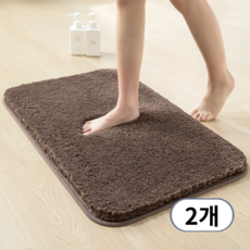 서플라이랩 미끄럼방지 빨아쓰는 플러피 심플 발매트 1+1, 브라운