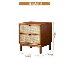 라탄 사이드 테이블 침대 협탁 원목 수납장 거실 옆 탁자 인테리어 가구, 1개, 호두나무색 직선다리 탁자