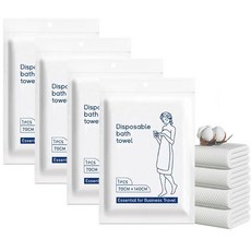 Celmuron 일회용 목욕 타월 4팩 139.7 x 69.8cm(55 x 27.5인치) 개별 포장 여행 체육관 스파 및 호텔 사용을 위한 크고 두꺼운 흡수성 부직포 타, Celmuron 일회용 목욕 타월 4팩, 139.7 x