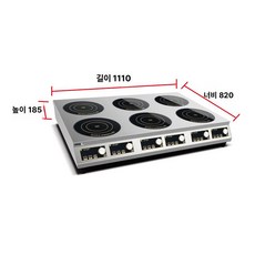 업소용 고화력 전기렌지 구내식당 멀티 주방용 영업용, 3500W, 데스크탑형 6구 3.5KWx6, 기본 색상