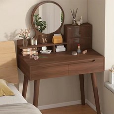 Zzang Room 다용도 수납 침실 스탠드 거울 화장대 캐비닛, 커피브라운