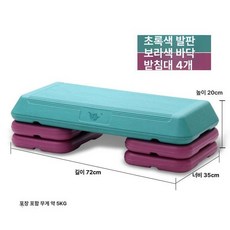 에어로빅 스텝 박스 점프대 크로스핏 계단운동 오르기, 72cm 스탭보드 4개보라받침대포함