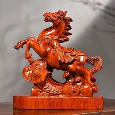 花梨木 黑檀木 馬到成功 整木精雕擺件, 如圖所示, 1個