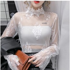 댄스복 아랑고고 장구 하이넥 시스루 블라우스 화려한 대회복 라인 의상 무대복 단체복 빅사이즈 공연복 난타복