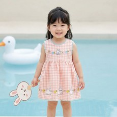 몽실이 체크패치 민소매 원피스 여아 드레스 외출복