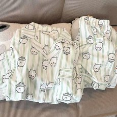 티류으스 여성용 농담곰 반팔 루즈핏 잠옷 세트 반팔+반바지 2종구성 파자마 세트