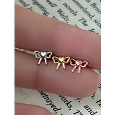 [써지컬스틸] 러블리 하트 리본 바벨 피어싱