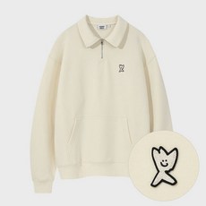 와키윌리 베이직 로고 와펜 하프 집업 크림 235259