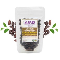 아모 카카오 유기농 로스팅 카카오 콩 113.4g 프 Amo Cacao Whole Cocoa Beans Roasted & Peeled. Organic Sugar Free, 4 온스, 1개