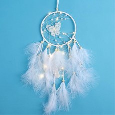 창문인테리어 전구 화이트 깃털드림캐처 2개 문소품