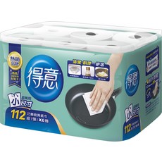 得意 小尺寸 巧廚紙巾 112抽 (張) X6捲, 1個, 112張