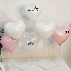 올리브파티 하트 풍선 생일파티 레터링 스티커 일자형 스탠드 세트, 1세트, 핑크