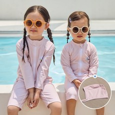 스윔어바웃 밍곰 아기 수영복 유아 일체형 래쉬가드 모자 세트