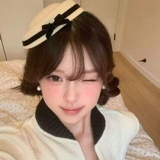 taoye 蝴蝶結小禮帽 女 水手帽頭飾 法式赫本英倫海軍風 少女jk圓頂貝雷帽子, 1個, [蝴蝶結小禮帽髮夾], 米色