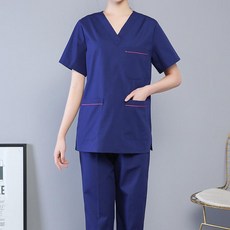 dimowa 병원유니폼 간호사 물리치료사 에스테틱유니폼, 1개, (폴리면혼방) 네이비블루