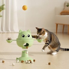 윈티그 고양이 360회전 스윙 펀칭 간식기 장난감, 1개, 그린