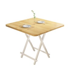 極美家居 實木小戶型折疊餐桌, 原木色-餐桌【80*74cm】可折疊收納