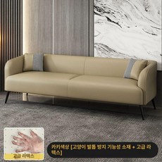 폭좁은쇼파 거실 소형 모던 다이닝 슬림 소파 패브릭 원룸, 트리플 175cm+쿠션 3개, 카키 캣스크래치가죽+라텍스