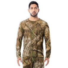 Indera 남성용 RealTREE 트리 APX 패턴 카모 긴소매 보온 베이스 레이어 크루넥 티셔츠 패턴 XL 153356