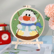 【超繪玩】戳戳繡毛綫繡針材料包 兒童學生課活動裝飾畫, 盪鞦韆呀—送戳筆+支架 （材料包）⚑⚑, 1個