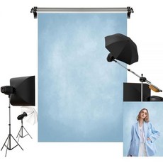 케이트 5x7ft 1.5m W x2.2m H 블루 헤드샷 배경 텍스처 초상화 사진 극세사 스튜디오 소품, Light Blue