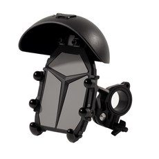 機車手機架 遮陽擋雨 八爪固定 單手操作 360度旋轉 穩固防震, 黑色, 車把款