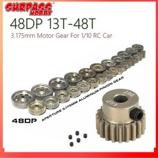 알루미늄 금속 피니언 모터 기어 48DP 3.175mm 13T-20T 21T-25T 26T-30T 31T-40T 41T-48T 110 RC 자동차 트럭 드리프트 모델 모터, [20] 1PCS 48DP 20T