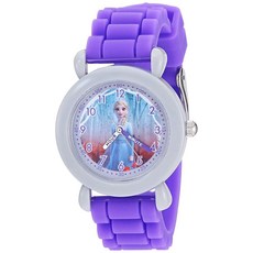Disney 겨울왕국 아동용 플라스틱 타임 티쳐 아날로그 쿼츠 실리콘 스트랩 시계 퍼플 네이비 퍼플 쿼츠 시계