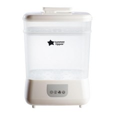 Tommee Tippee Steridryer 전기 스팀 살균기 및 건조기 화이트 아기 젖병 및 수유 액세서리용 바이러스* 및 유해한 미생물의 99.9% 제거, 클릭이 있는 화이트