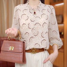 ORZQU 여름 여성 상의 패션 루즈핏 프린트 긴팔 얇은 티셔츠