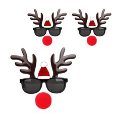 聖誕老人帽魯道夫眼鏡+鼻托, 3套, 黑色