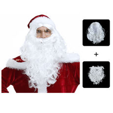 WM 산타클로스 가발+수염 코스프레 분장 세트, 1개, 화이트