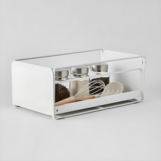 HANSSEM SOK 基本款滑動式調味瓶整理架 1層, 白色, 1個