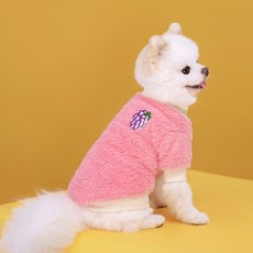 투니스 강아지 스플라이싱 퍼 긴소매 티셔츠, 핑크, 1개