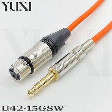 YUXI XLR母轉6.35mm TRS立體聲平衡式訊號線, 1個, 黃色線材,3米 含雙頭