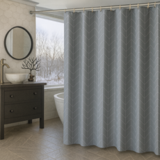 패링치즈 헤링본 샤워커튼 곰팡이방지 커튼링포함, 1개