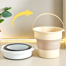 리빙위드미 대용량 공간절약 접이식 양동이 20L, 크림베이지