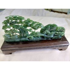 和田碧玉錦繡山河擺件 蘇雕名師李然老作品 附證書